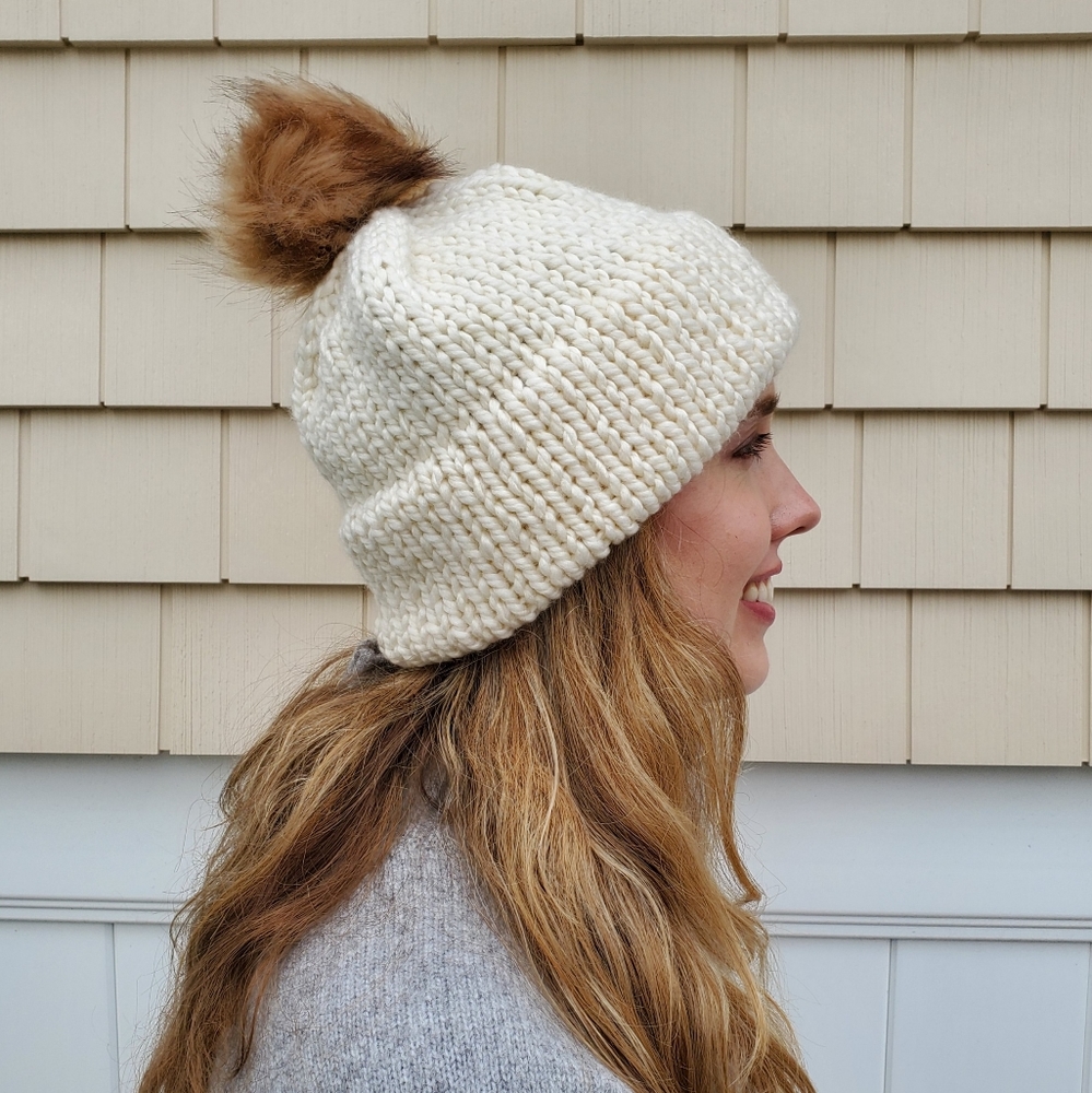 Handmade Thick-Brimmed Knit Beanie